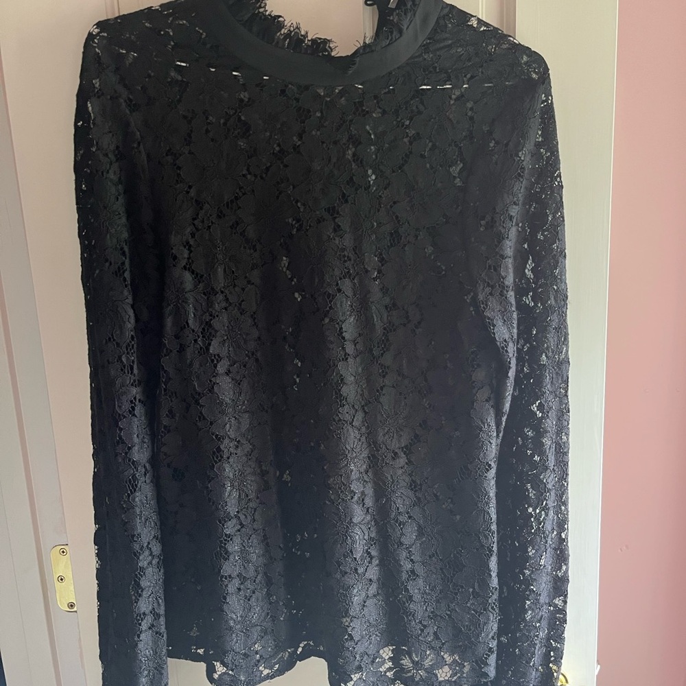 Wayf Black Lace Blouse